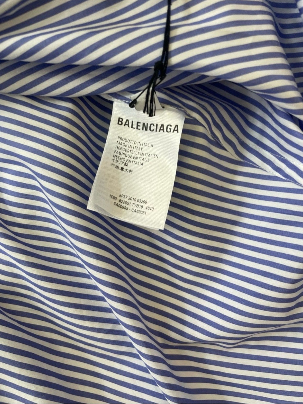 Balenciaga ShortSleeved Men's Blue & White Striped Dress Shirt . Fits like a XXL - Picture 6 of 6